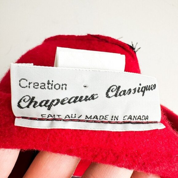 Vintage Unique Red Wool Patchwork Detail Beret main image 8